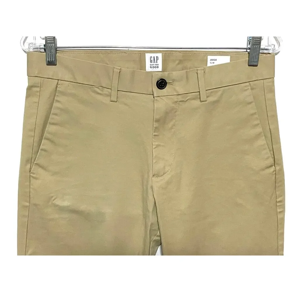 Gap For Good Slim Stretch Iconic Khaki Chino Mens 29x34 Preppy Casual Classic - Picture 4 of 9